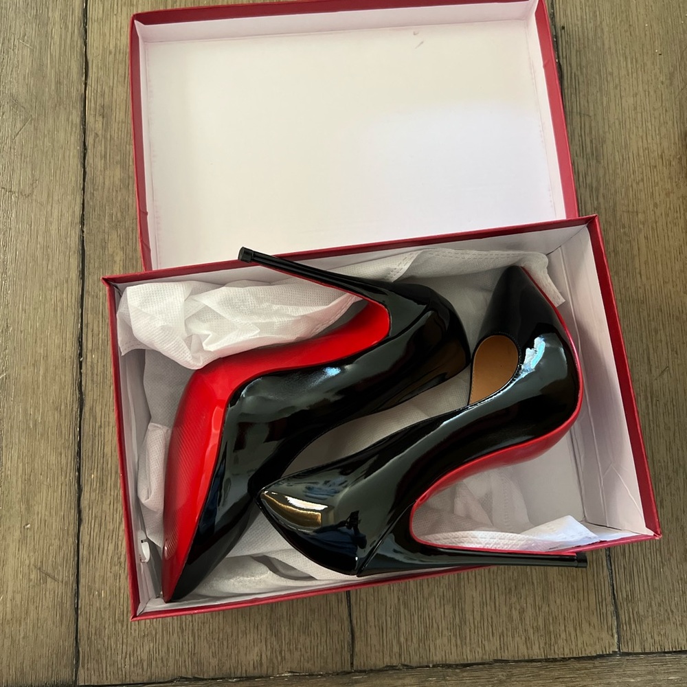 Black 120mm red bottom heels